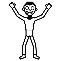 zombie with arms up line art vector icon