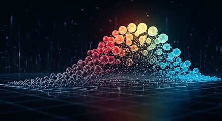 Abstract colorful spheres data visualization network technology background design art 3d render