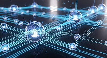 Network technology data connections internet digital communication system future innovation science 3d render