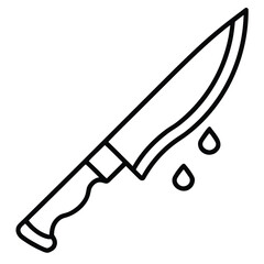 bloody knife line art vector icon