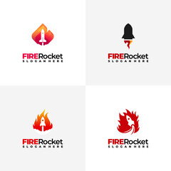 Set of Fire Rocket Logo designs concept vector, Outer Space logo template icon