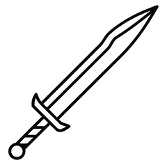 bloody sword sharp line art vector icon