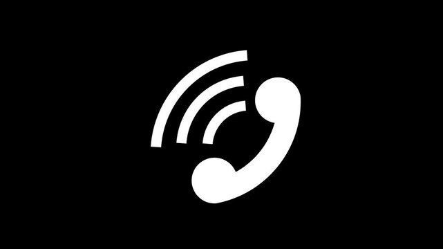 out coming call ringing icon animated on a black background.