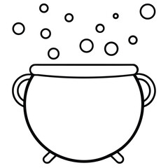 cauldron with bubbles line art vector icon