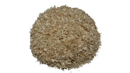 Heap of light beige wood shavings creating a textured surface pattern