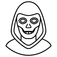 creepy face mask line art vector icon