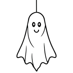 creepy hanging ghost line art vector icon