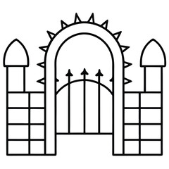 creepy old gate line art vector icon