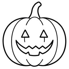 creepy pumpkin lantern line art vector icon