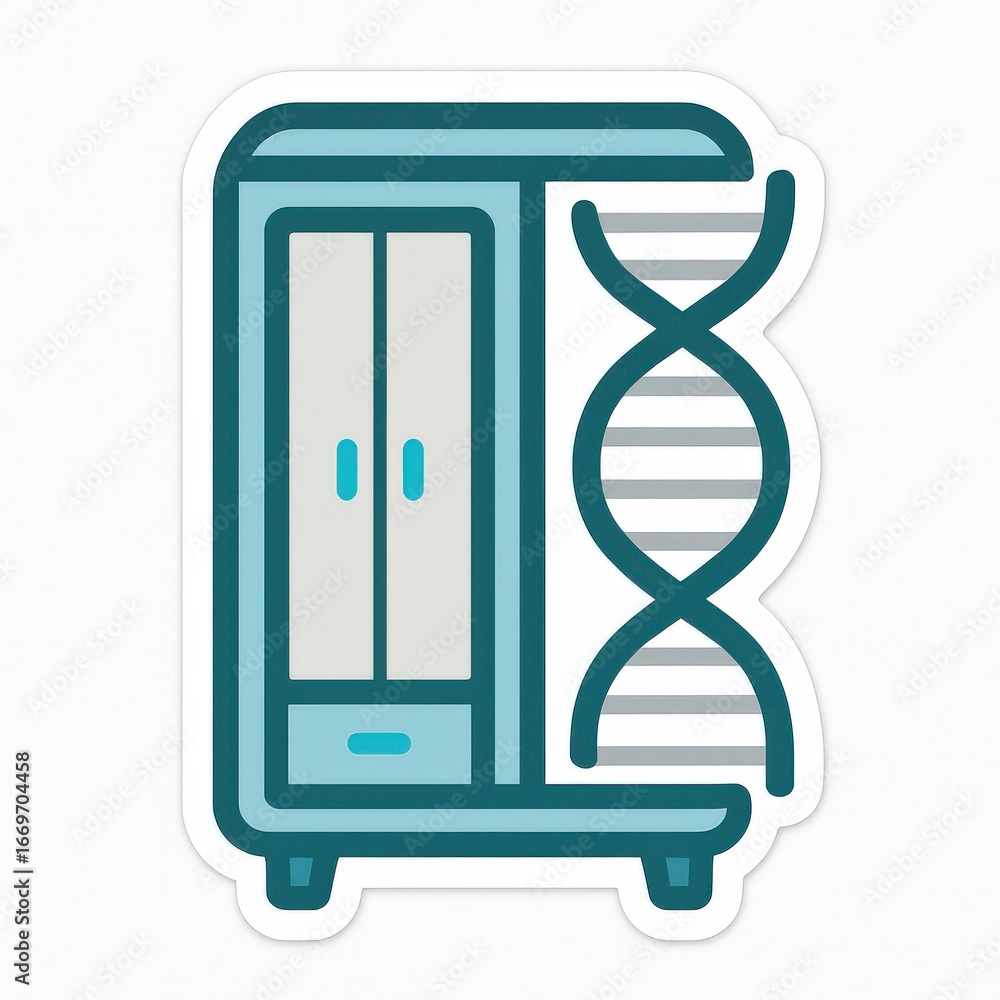 Aufkleber creative representation of a wardrobe and dna helix design symbolizing modern fashion and biotechnol