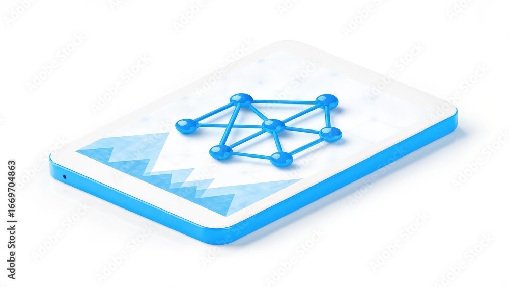 Aufkleber frozen crystal lattice model digital device with abstract geometric design and network connections i