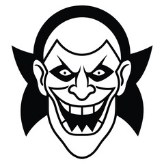 evil clown face line art vector icon