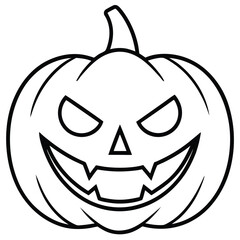 evil pumpkin face line art vector icon