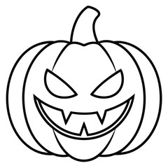 evil pumpkin lantern line art vector icon