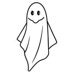 ghost floating sheet line art vector icon