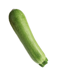 One fresh ripe zucchini isolated on white