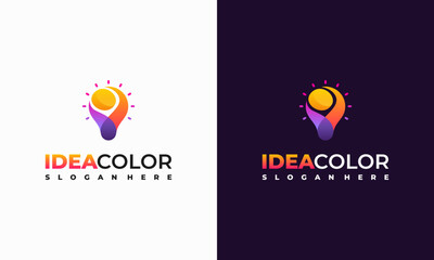 Naklejka premium Colorful lightbulb logo designs concept, creative icon symbol technology logo, bulb logo designs