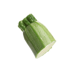 One piece of fresh zucchini isolated on white