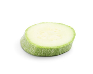 One slice of fresh zucchini isolated on white