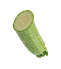One piece of fresh zucchini isolated on white