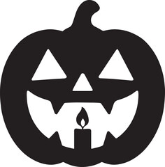 Spooky pumpkin silhouette with candle inside, perfect for Halloween decorations and designs.