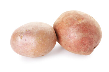 Two fresh ripe potatoes isolated on white