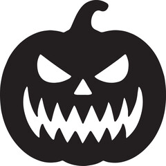 Spooky pumpkin silhouette with scary teeth, perfect for Halloween decorations and designs.