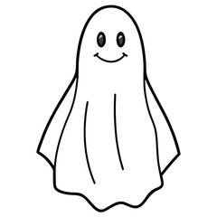 ghost with sheet line art vector icon