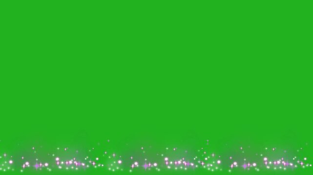 Animated illustration of pink sparkles glowing at the bottom with a green screen background