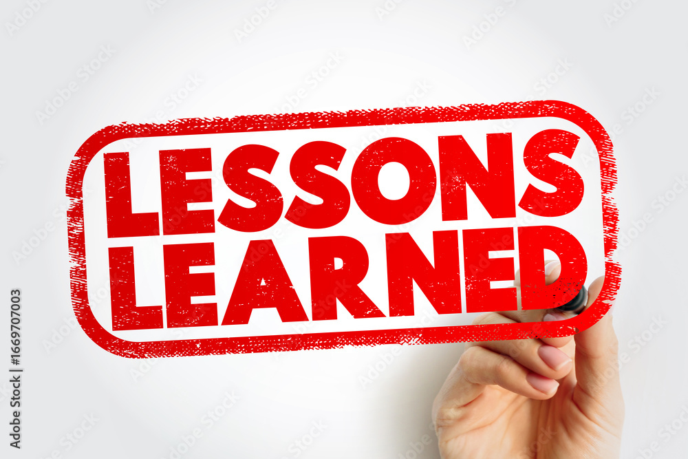 Poster lessons learned text stamp, concept background