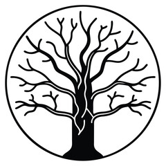 haunted forest tree line art vector icon