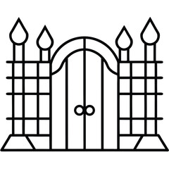 haunted gate line art vector icon