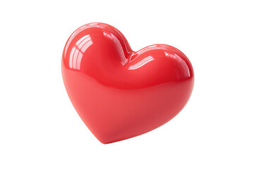 Fototapeta premium A shiny red heart sculpture, symbolizing love and affection, on a white background.