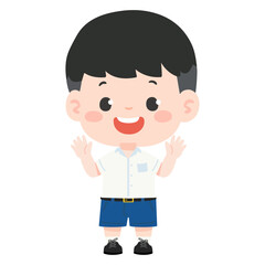 Cartoon Illustration of Boy in School Uniform