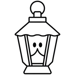 haunted lantern spooky line art vector icon