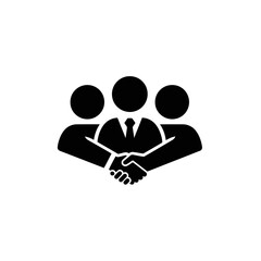 Vector art of teamwork and partnership icon with three people shaking hands