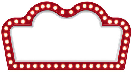 Bright red marquee frame with glowing lights, perfect for event signage.
