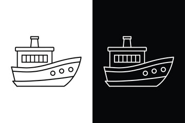 Boat Vector Outline. Modern Linear Icon for Water Transport
