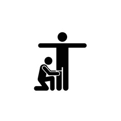 Vector art of iconographic representation of a person measuring another persons height