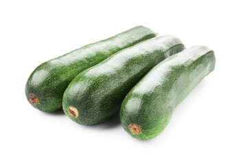 Three fresh ripe zucchinis isolated on white