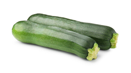Two fresh ripe zucchinis isolated on white