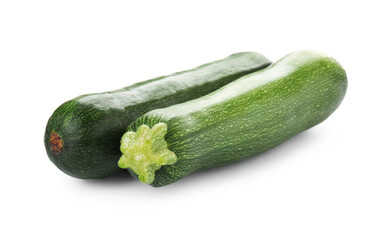 Two fresh ripe zucchinis isolated on white
