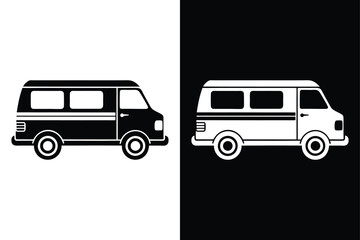 Silhouette icon of a bus design. Bus silhouette icon logo vector illustration