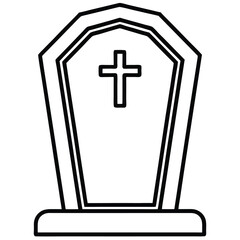 Obraz premium open grave line art vector icon