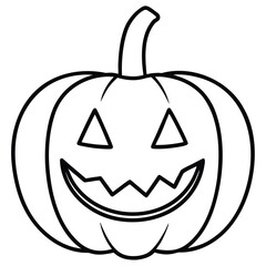 pumpkin creepy light line art vector icon