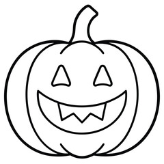 pumpkin creepy smile line art vector icon