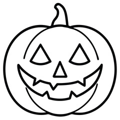 pumpkin face scary line art vector icon