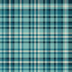 Window seamless plaid pattern, amazing fabric textile vector. Tailor check background texture tartan in teal and cyan colors.
