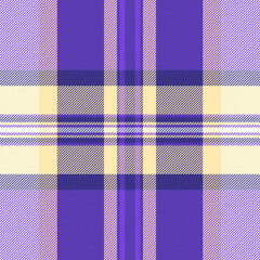 Nostalgic vector check textile, weave pattern fabric background. Decorate texture plaid seamless tartan in violet and indigo colors.
