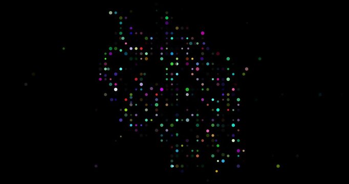 Vibrant Particles Entering to Create Tanzania Map Motion